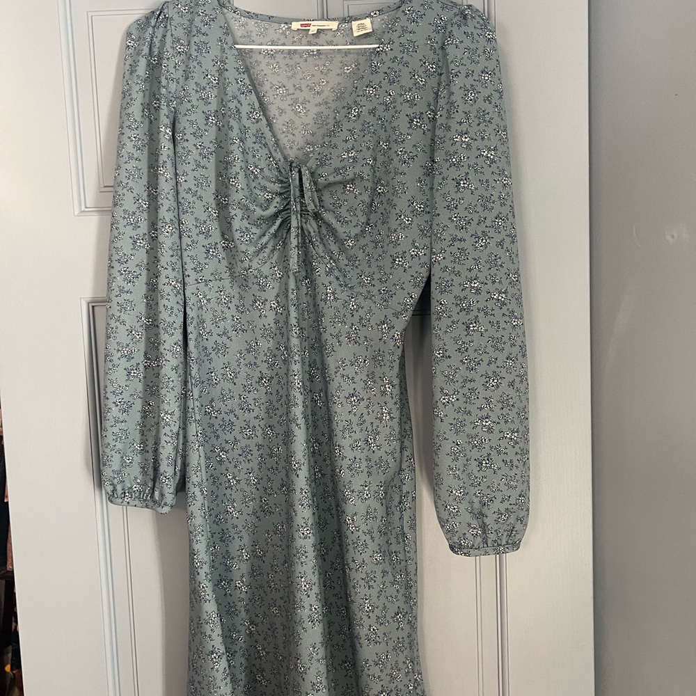 Levi's Long Sleeve Floral Mini Dress in Light Blue NWOT, XS